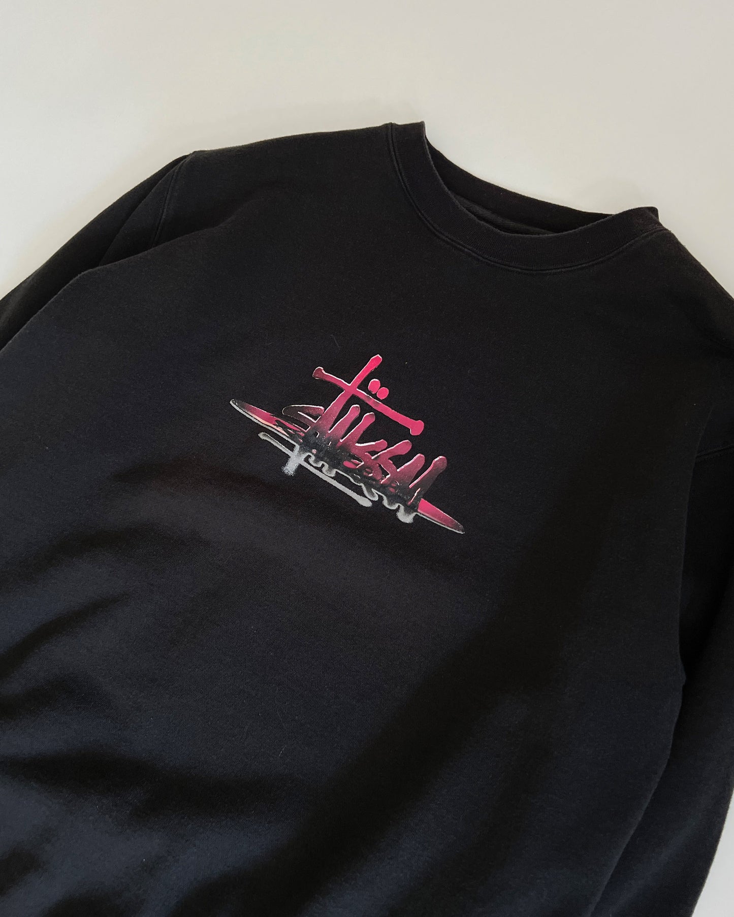 2000s Stüssy Black/Pink Logo Sweatshirt
