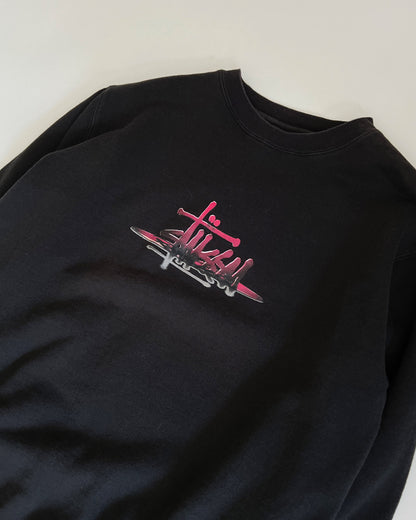 2000s Stüssy Black/Pink Logo Sweatshirt