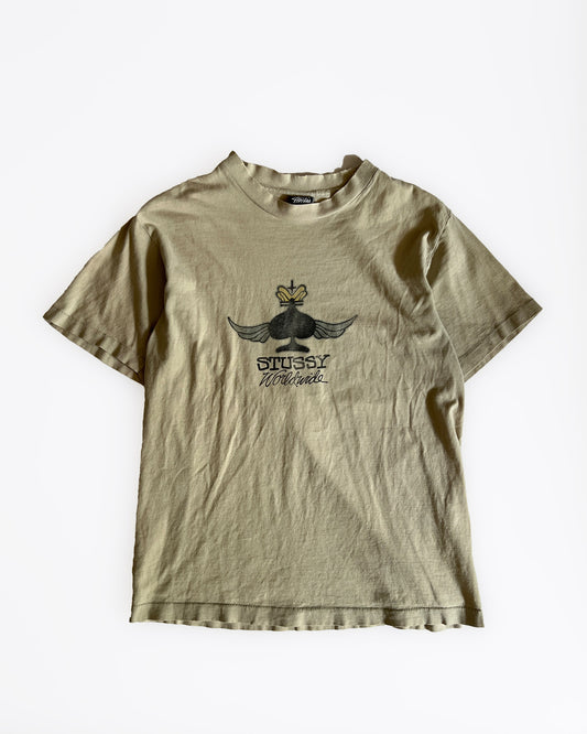 1990s Stüssy Beige "Stüssy Worldwide" T-Shirt