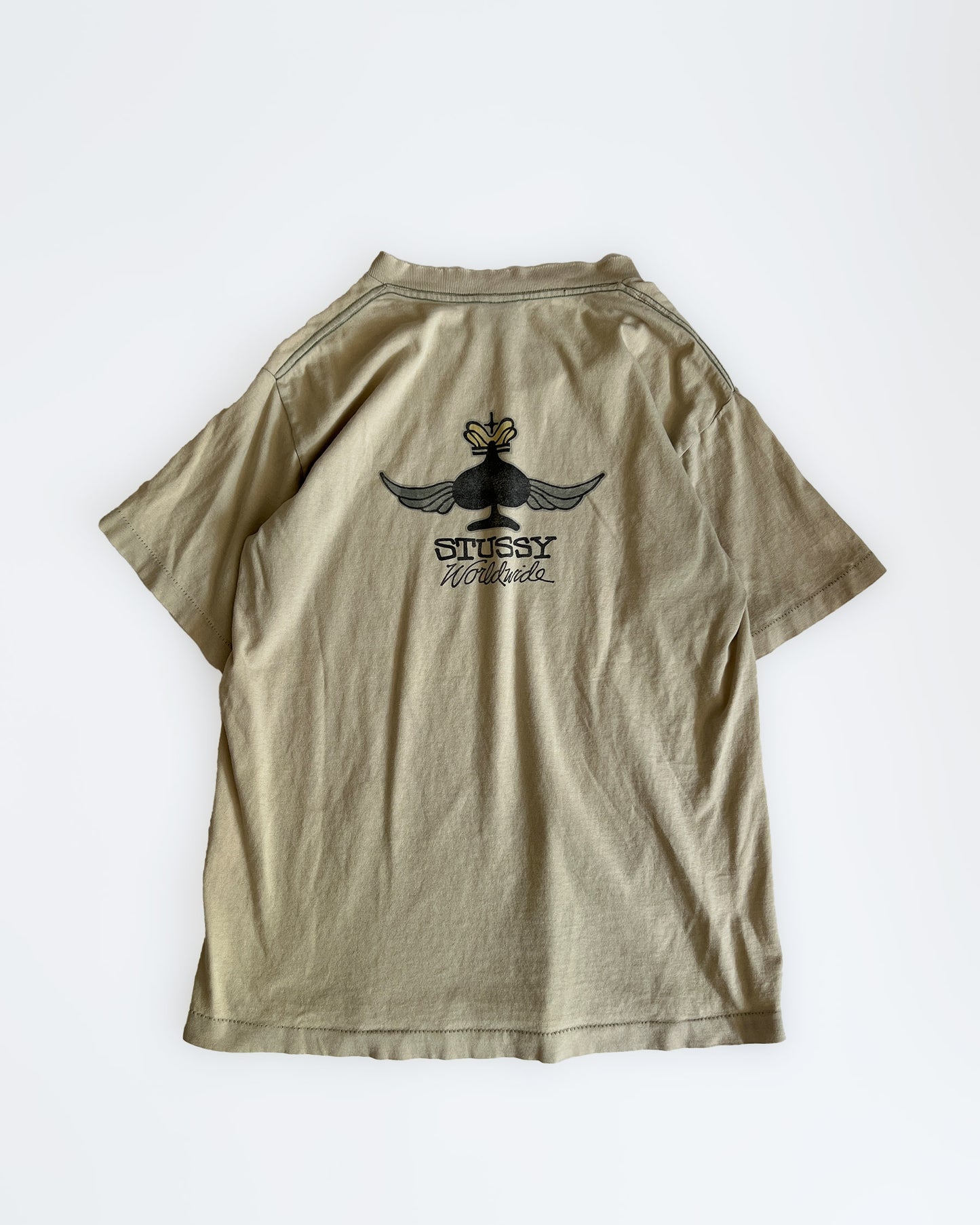 1990s Stüssy Beige "Stüssy Worldwide" T-Shirt