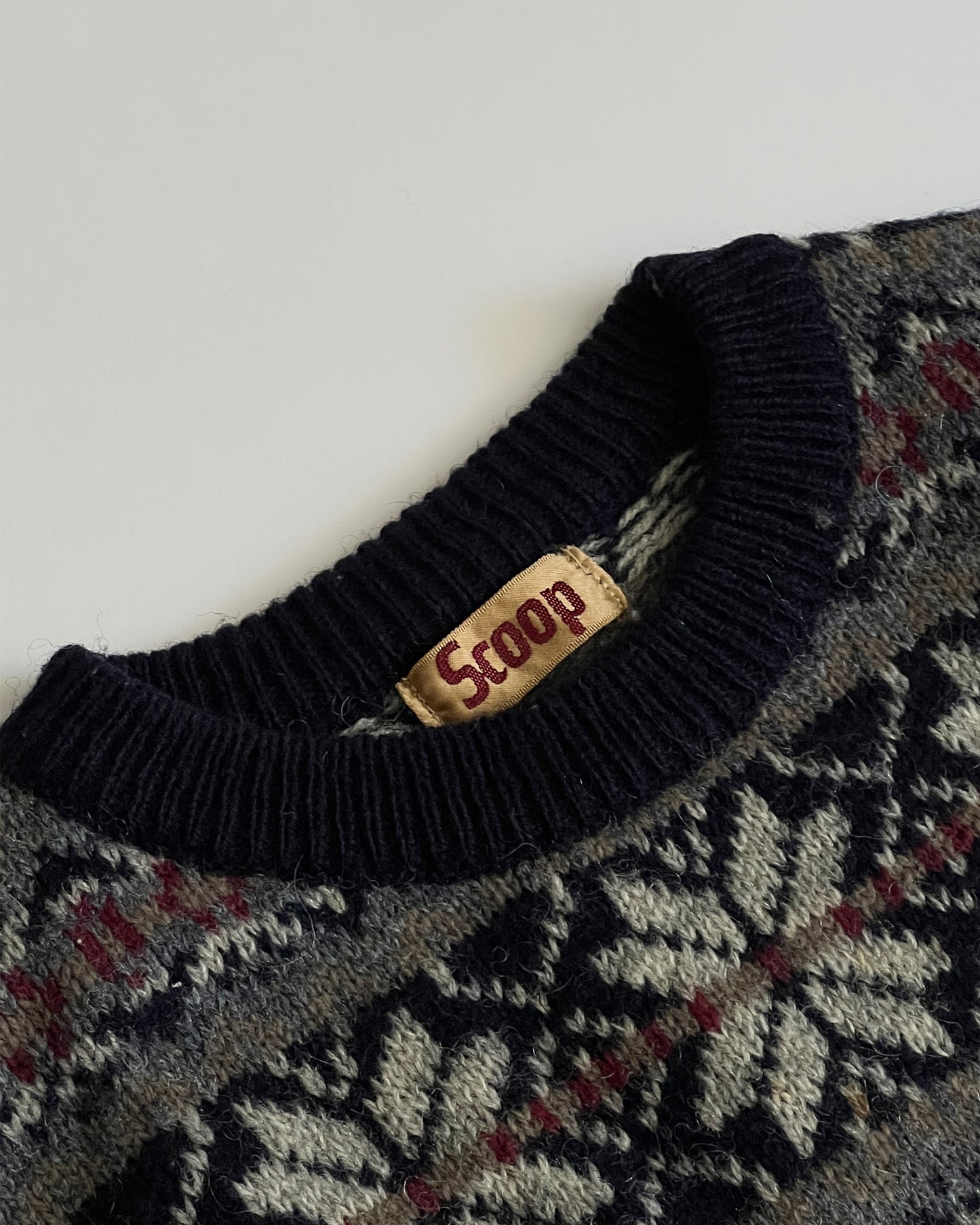 Scoop Navy Wool Nordic Knit Sweater