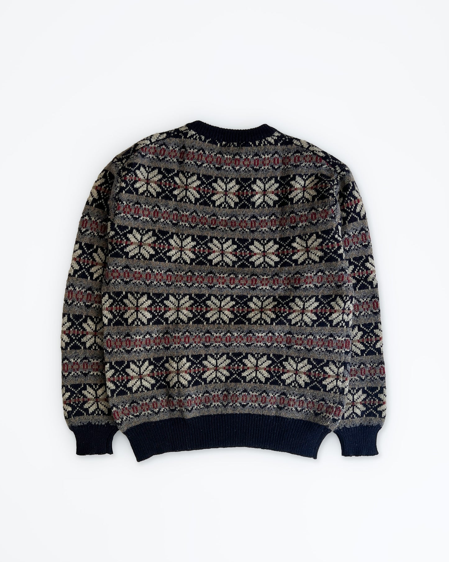 Scoop Navy Wool Nordic Knit Sweater